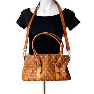 Dooney and Bourke Logo Tan Satchel Shoulder Bag